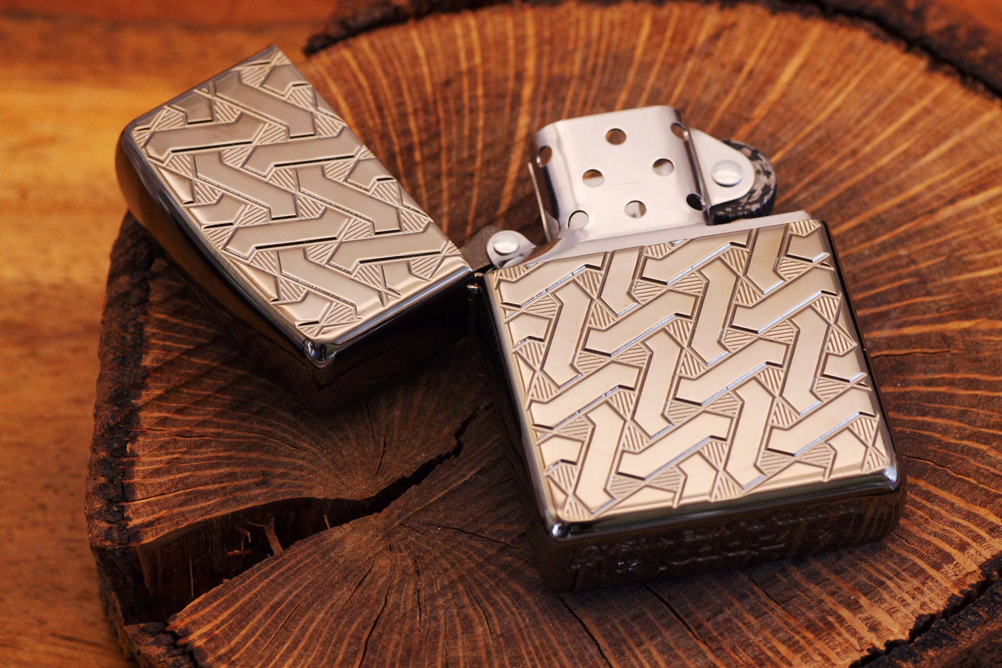 Zippo Geometric Diamond Pattern Armour Lighter