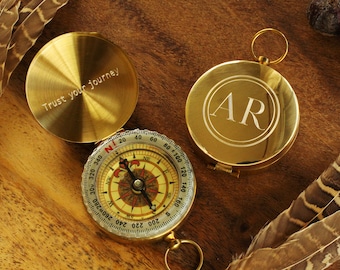 Personalized Compass, Personalized Engraved Groomsman Gift, Engraved Gold Compass