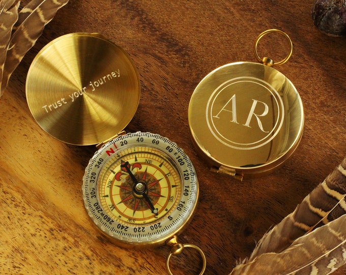 Personalized Compass, Personalized Engraved Groomsman Gift, Engraved Gold Compass