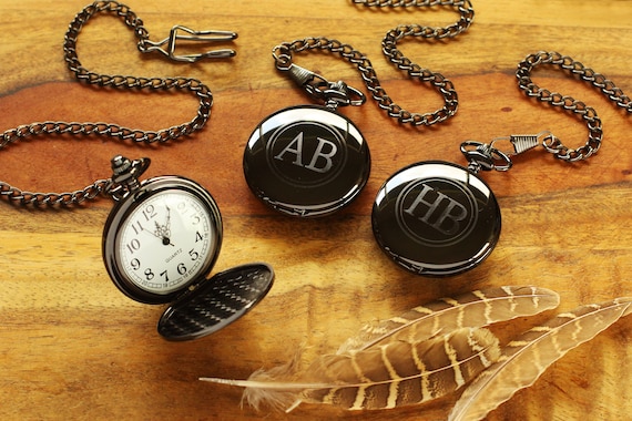 Engraved pocket watches for groomsmen sale