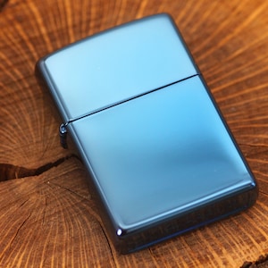 Blue Engraved Official Zippo© Lighter, Engraved Custom Lighter, High Polish Blue Zippo© Chameleon Lighter, Groomsman Lighters