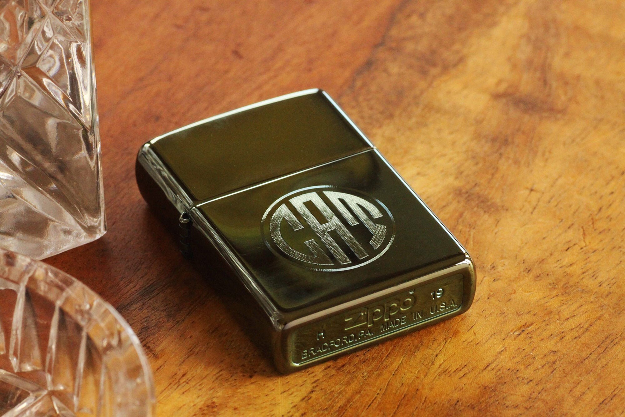 Green Chrome Engraved Official Zippo© Lighter Engraved Custom Lighter