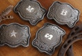 Vintage Western Belt Buckle: Personalized Initial, Antique Finish