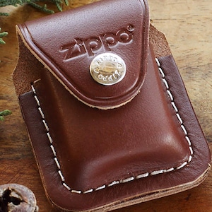 Leather Official Zippo© BROWN Leather Lighter Case