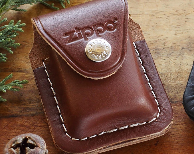 Leather Official Zippo© BROWN Leather Lighter Case