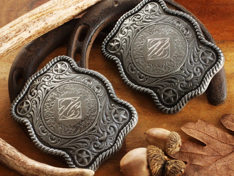 Engraved Custom Belt Buckle, Personalized Groomsmen Cowboy Belt Buckle image 3