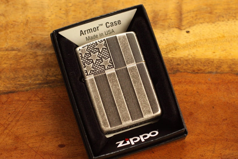 USA Flag Zippo© Armored Case Zippo© Lighter USA Lighter Zippo© Lighters with Custom Monogram Engraving image 5