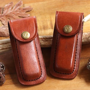 Medium Brown Leather Sheath for 4 Inch Knives From our Store, Pocket Knife Leather Pouch with Leather Belt Holster Cowboy Gift