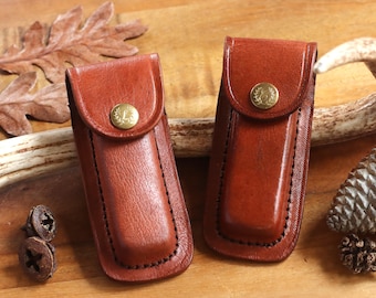 Medium Brown Leather Sheath for 4 Inch Knives From our Store, Pocket Knife Leather Pouch with Leather Belt Holster Cowboy Gift