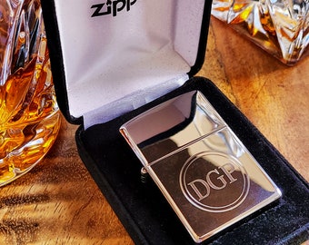 Sterling Silver Engraved Zippo, Personalized Custom Silver Lighter for Groomsmen, Fathers Day Gift