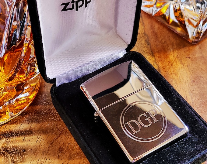 Sterling Silver Engraved Zippo, Personalized Custom Silver Lighter for Groomsmen, Fathers Day Gift