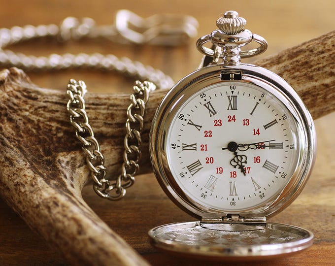 Engraved Silver Pocket Watch, Personalized Groomsmen Gifts, Engraved Wedding Date, Anniversary Gift For Men