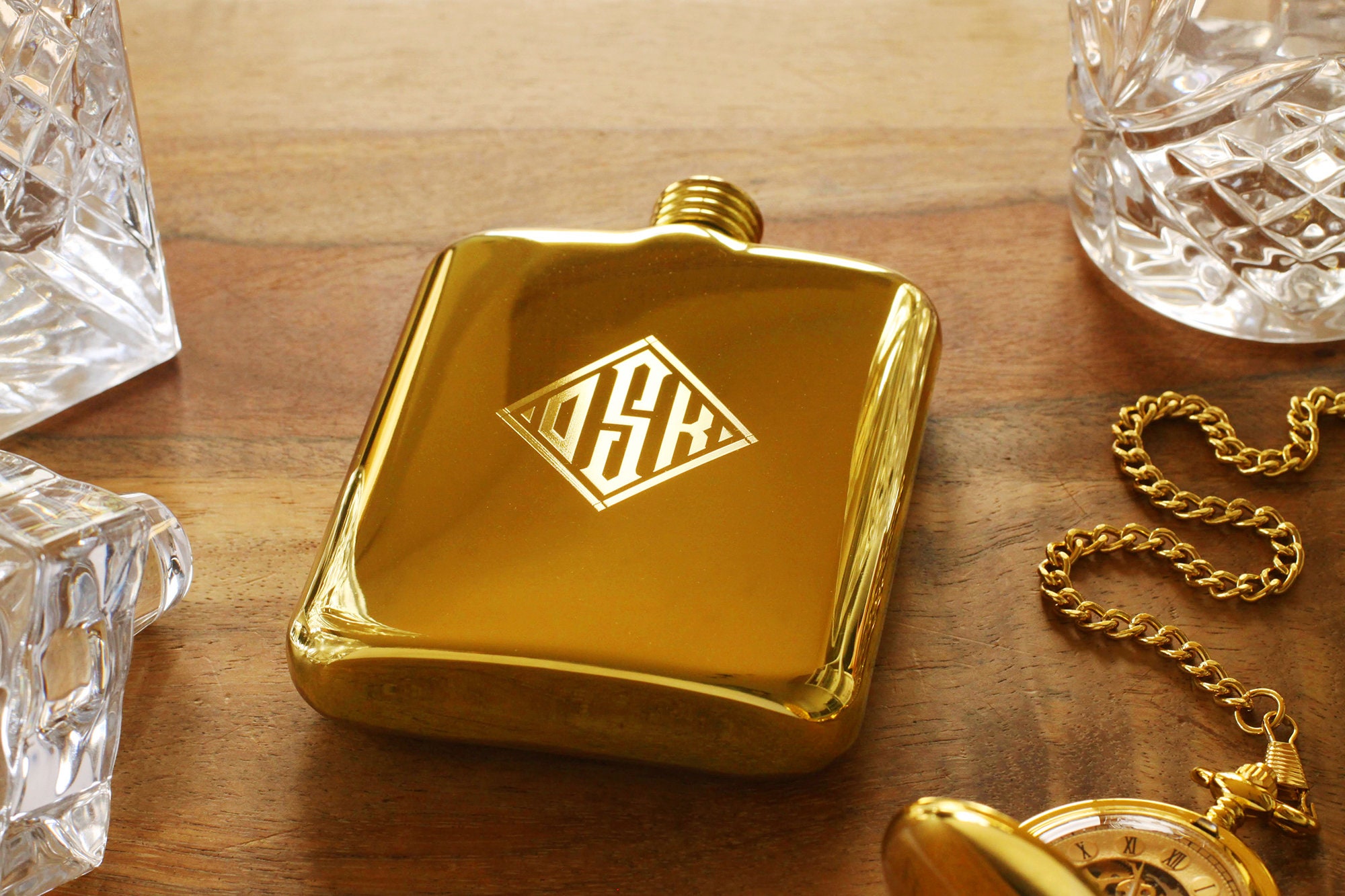 Gold Personalized Flask Engraved Gold Flask Personalized Groomsman