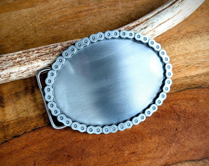 Engraved Silver Grey Mechanic Biker Belt Buckle