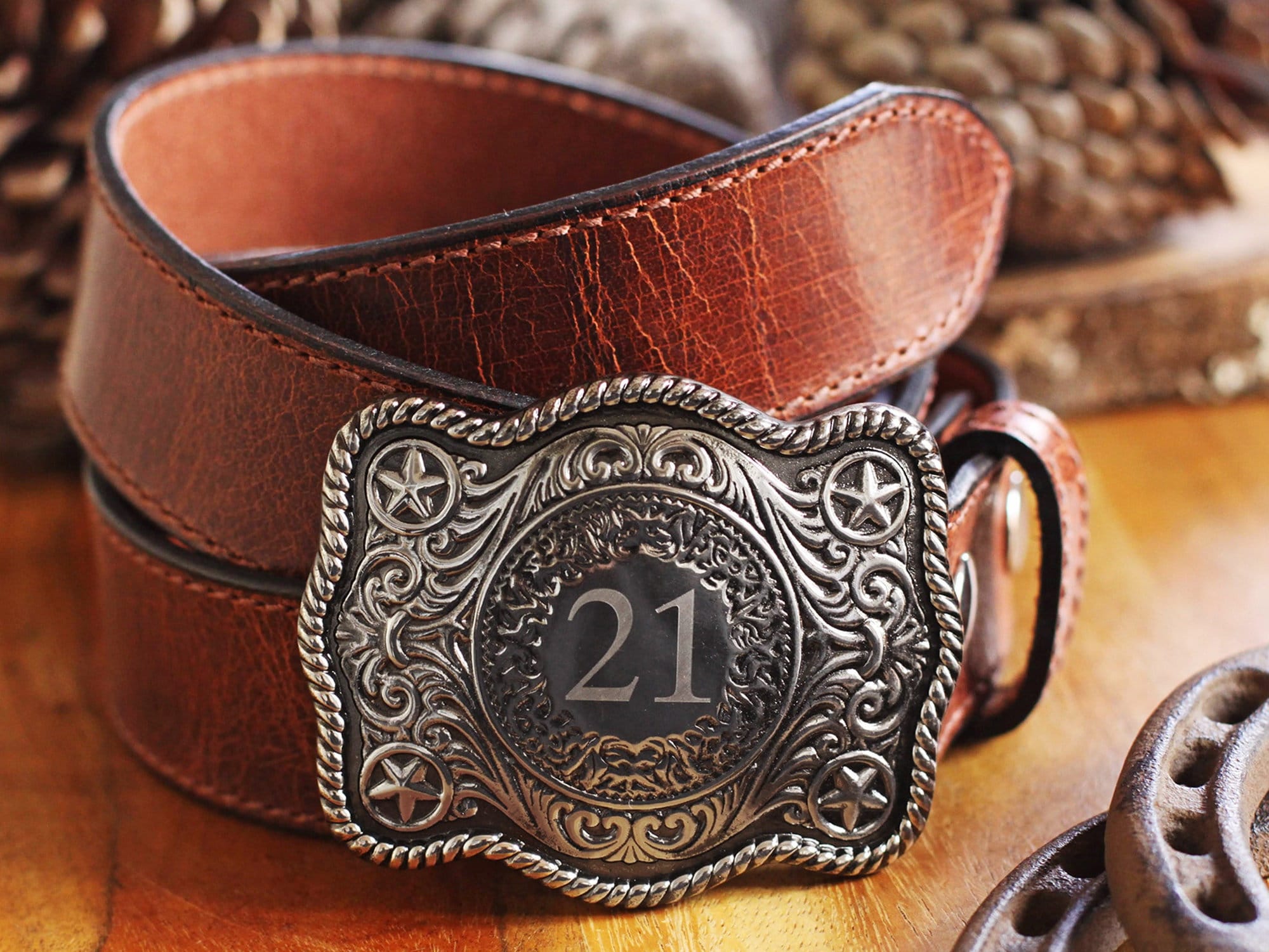 Made in USA Silver Belt Buckle - USA Amish Made Leather Belt