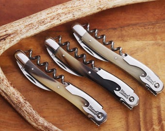 Chateau Laguiole Corkscrew: Engraved Wine Opener with Horn Handle