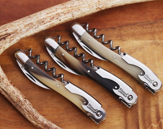 Chateau Laguiole Corkscrew: Engraved Wine Opener with Horn Handle