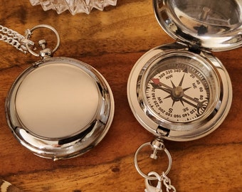 Silver Personalized Compass - Engraved Compass