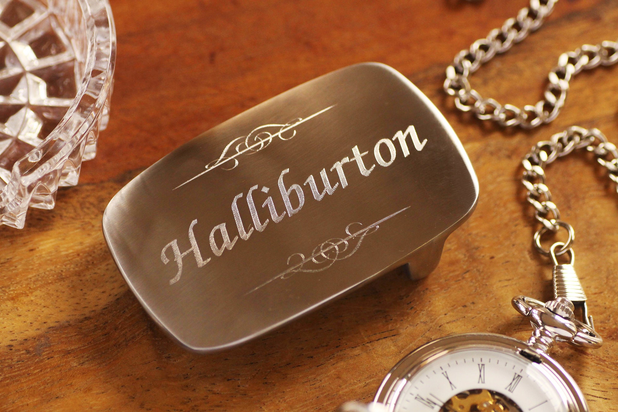 Engraved Satin Silver Belt Buckle Personalized Belt Buckle 