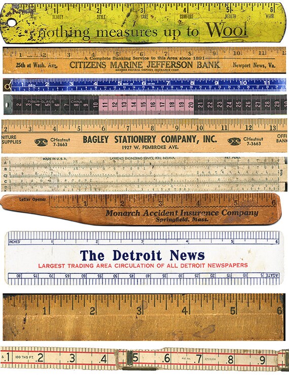 Vintage Wooden Rulers Ephemera Clip Art Digital Collage - Etsy