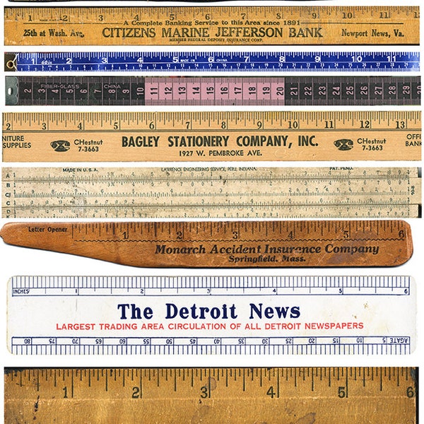 Vintage Wooden Rulers - Ephemera - Clip Art - Digital Collage Sheet - Printable - Instant Download