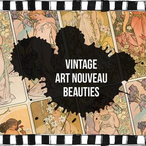 Digital Ephemera Collage Clipart: Vintage Art Nouveau Goddesses