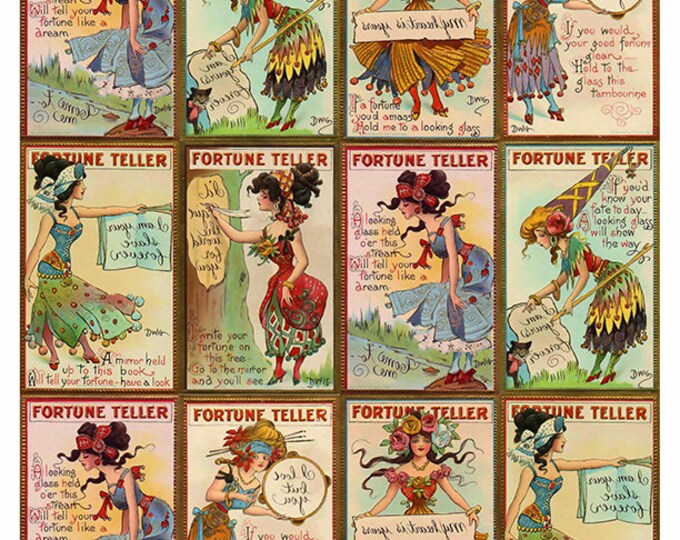 Vintage Gypsy Fortune Teller Cards Digital Printable Collage Sheet ...