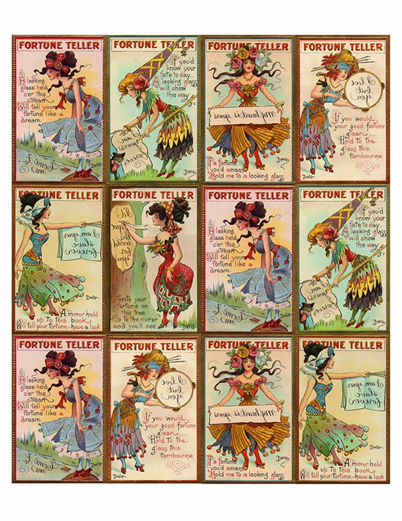 Vintage Gypsy Fortune Teller Cards Digital Printable Collage Etsy Vintage Gypsy Fortune Teller Cards Digital Printable Collage Etsy