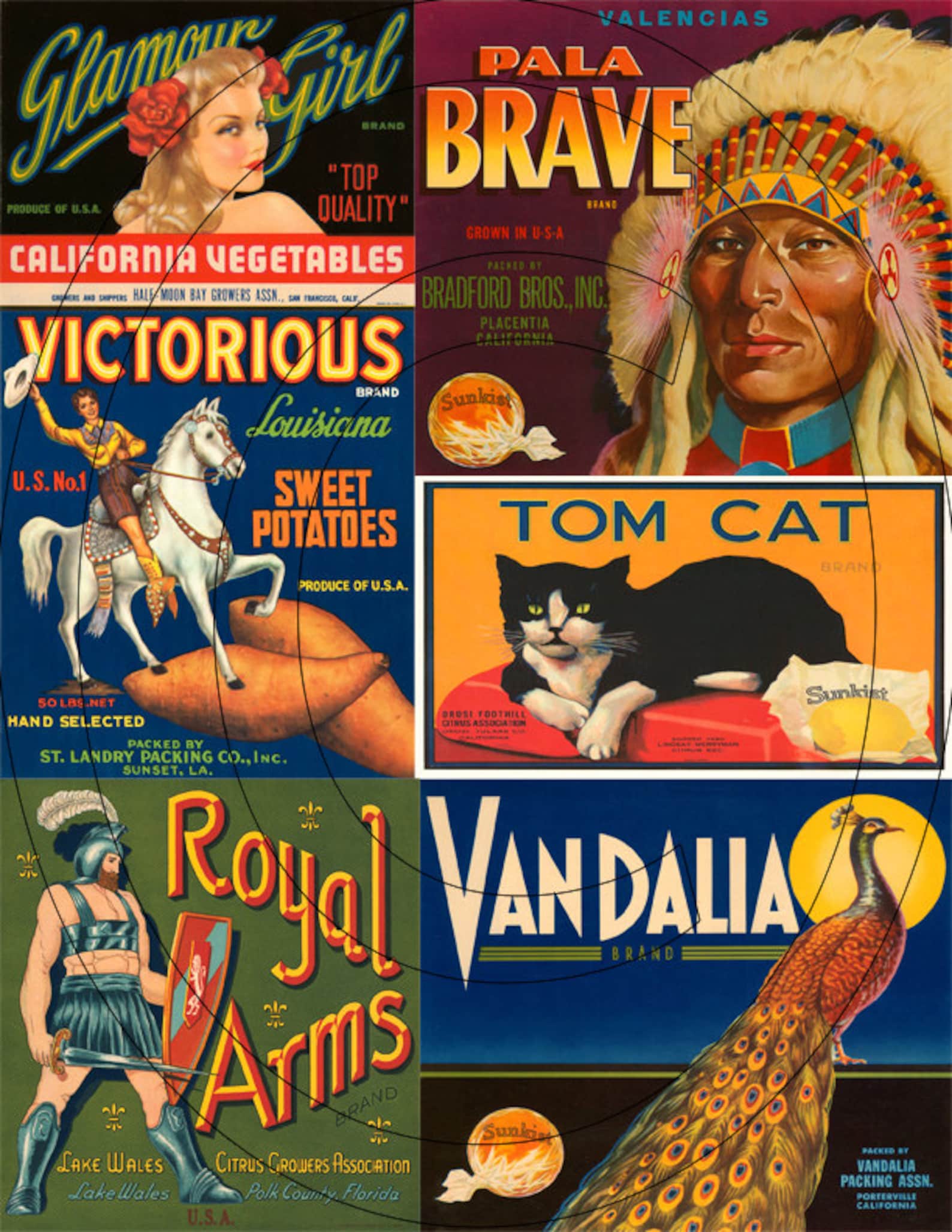 Vintage Fruit and Vegetable Crate Labels- Digital Printable Collage Sheet - Antique Labels ...
