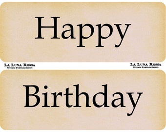 Faux Vintage Dick and Jane Word Flashcards- Happy Birthday - Ephemera - Decoupage - Digital Design - Printable - Instant Download