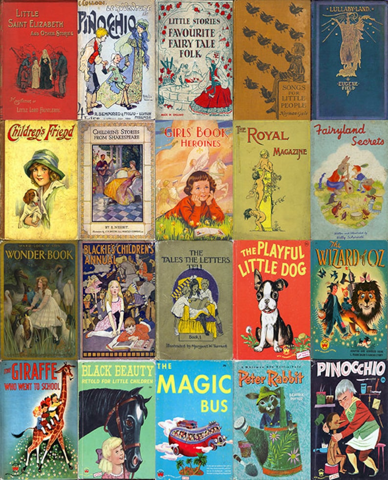 Vintage Childrens Story Book Covers Ephemera Clip Art Digital Collage