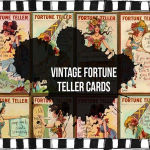 Clipart collage di effimeri digitali: carte da cartomante zingare d'epoca