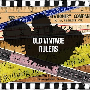 Digital Ephemera Collage Clipart: Vintage Wooden Rulers