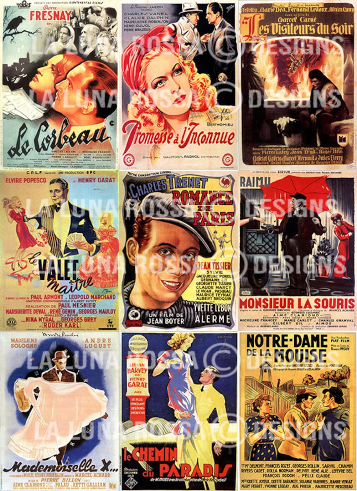 Vintage French Movie Cinema Posters Digital Printable Collage Etsy