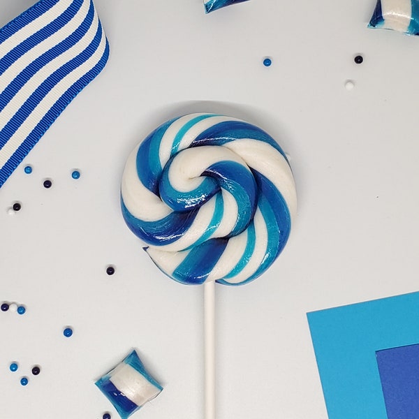 10 Blue and White Swirl Lollipops, Handmade Lollipops, Customizable, Any Flavor, 2.5", Christmas/Wedding/Birthday Favors, Stocking Stuffers