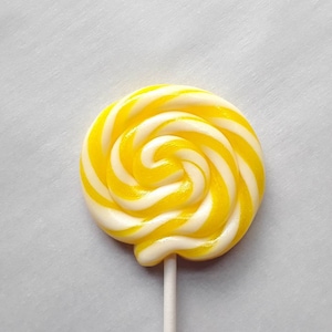 10 Handmade Swirl Candy Lollipops, Handmade Twirly Lollies, Custom, Any Flavor, 2.5&quot;, MadScienceSweets, party favors, yellow and white