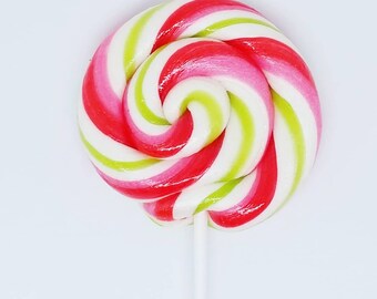 10 piruletas navideñas hechas a mano, personalizables, de cualquier sabor, de 6,35 cm, ideales para rellenar medias navideñas, MadScienceSweets, rojas, rosas y verdes.