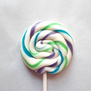 10 Handmade Swirl Candy Lollipops, Handmade Twirly Lollies, Custom, Any Flavor, 2.5&quot;, MadScienceSweets, party favors, purple, teal, green