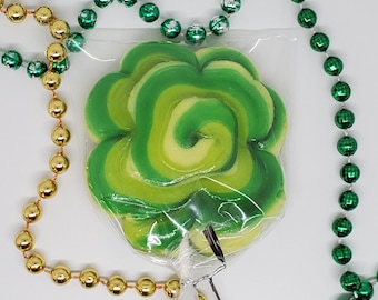 10 piruletas de caramelo con forma de trébol hechas a mano, personalizadas, de cualquier sabor, 2.5", MadScienceSweets, regalos de fiesta