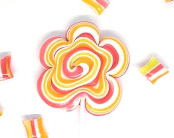 10 piruletas de caramelo artesanales con forma de flor, piruletas rizadas hechas a mano, personalizadas, cualquier sabor, MadScienceSweets, dulces de Pascua