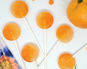12 paletas de naranja con espiral, marmoladas, hechas a mano, personalizables, de cualquier sabor, 3,5 cm. Ideales para regalos de Navidad, bodas y cumpleaños, MadScienceSweets.