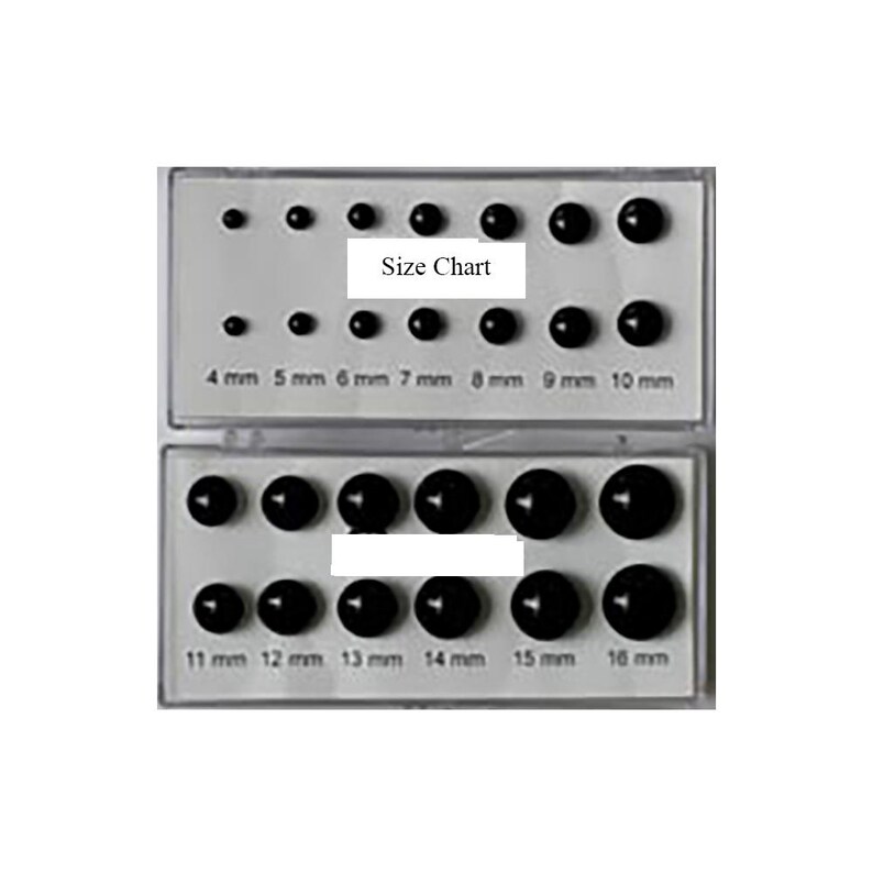 1 Pair Black Glass Eyes on Wire Loop 3mm to 22mm Unmatched Article LE1 image 10