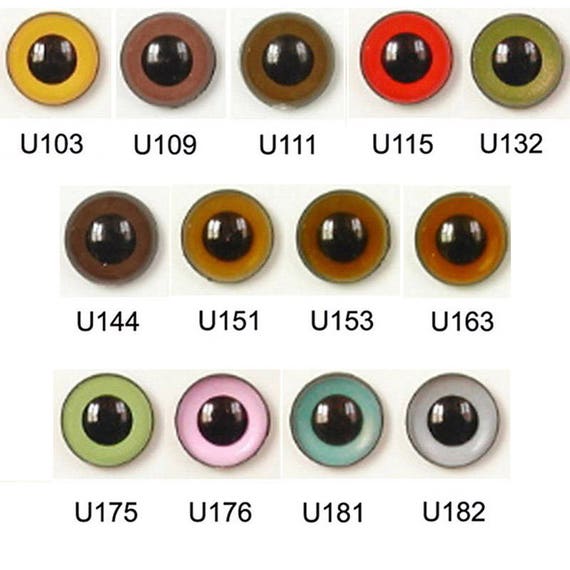 1 Pair 10mm Article U Plastic Sew On Eyes B Stem Round Pupils Loop on Back Teddy Bear Doll Puppet Plush Toy Stuffed Animal Plushie