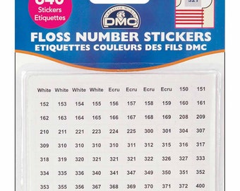 DMC Floss Number Stickers Pkg of 630 Stickers Cross Stitch Needlework Accessories Notions