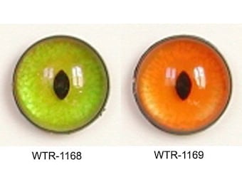1 Pair 12mm Article WTR Plastic Safety Eyes Oval Slit Pupils Metal Washers Marked Down due to Small FLAWS Rough Edges Teddy Bear Plush Toy
