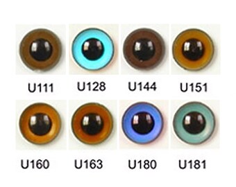 1 Pair 18mm Article U Plastic Sew On Eyes B Stem Round Pupils Loop on Back Marked Down due to Small FLAWS Rough Edges Teddy Bear Plush Toy