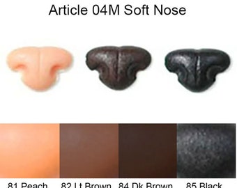 May include: Article 04M Soft Nose in four colors: peach, light brown, dark brown, and black. The noses are made of a soft material and are designed to be used in craft projects.