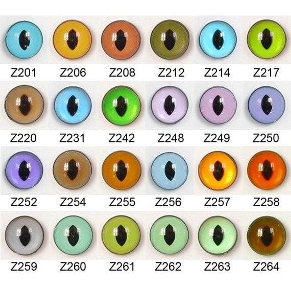 1 Pair 12mm Article Z Plastic Sew On Eyes Available in 15 Colours Oval Slit Pupils Teddy Bear Cat Dragon Plush Toy Stuffed Animal