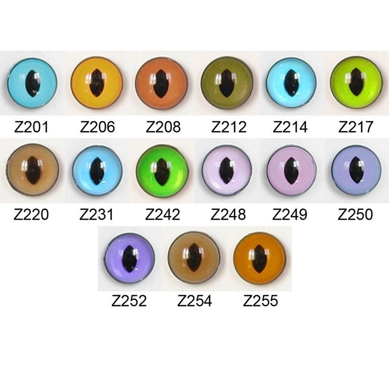 1 Pair 12mm Article Z Plastic Sew On Eyes Available in 15 Colours Oval Slit Pupils Teddy Bear Cat Dragon Plush Toy Stuffed Animal