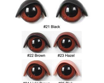 1 Pair Plastic Eyelids Article PD Available in Black, Brown, Hazel, Light Brown & Pink Sizes 10mm to 24mm Teddy Bears Dolls Plush Toys